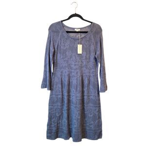 Sundance Dusty Blue Sheer Knit Dress Women's Size PL NWT